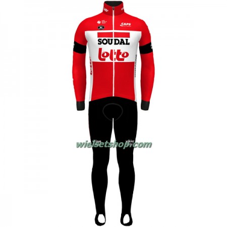 Fietskleding (Fietsshirt Lange Mouw + Lange Koersbroek) 2022 Lotto-Soudal - Rood Wit